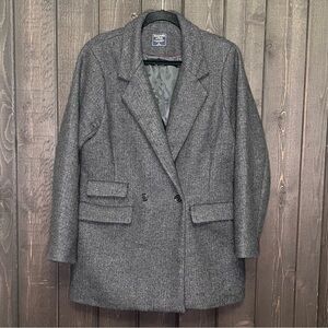 Abercrombie & Fitch Men’s 2-Button Coat Hounds Tooth Sz XL Gray Wool Blend EUC